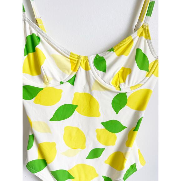 Kate Spade Lemon Print Underwire One Piece Swimsuit - Small - Picture 2 of 5